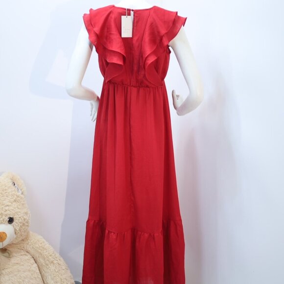 A NEW DAY WOMEN'S SLEEVELESS FLUTTER SLEEVE V-NECK MAXI DRESS Size XS - Picture 5 of 7